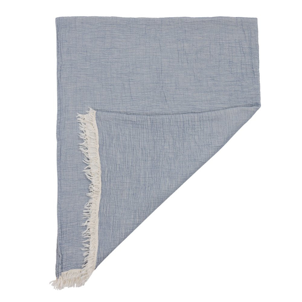 47" X 60" Beige Cotton Woven Turkish Towel Throw Blanket with Fringe