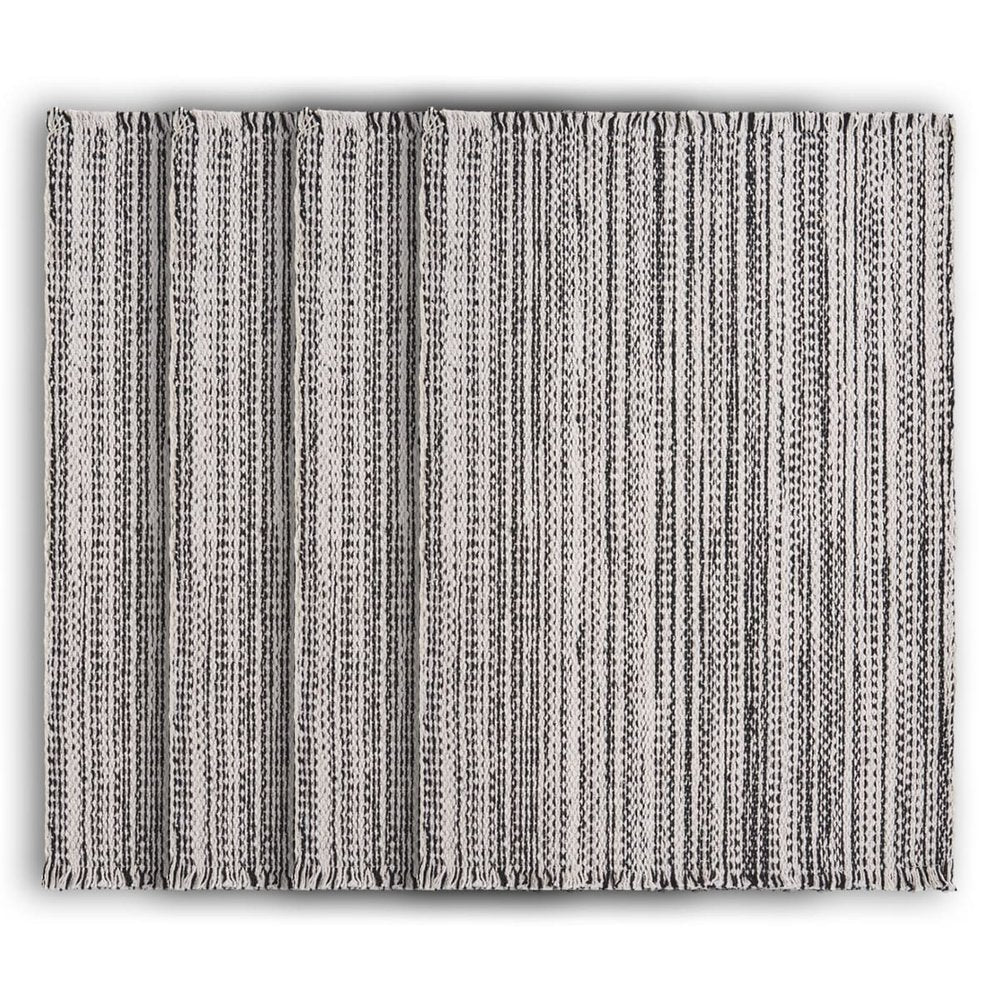 19" Set of Four Black And White Striped Cotton Placemats