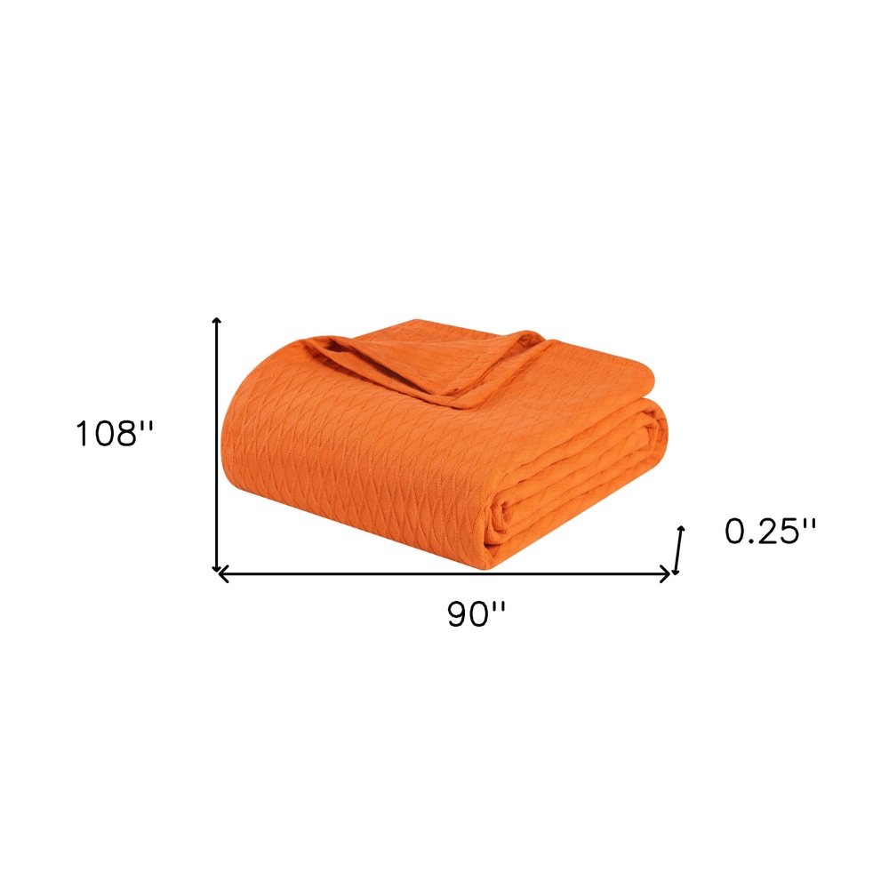 King Burnt Orange Cotton Woven Geometric Blanket