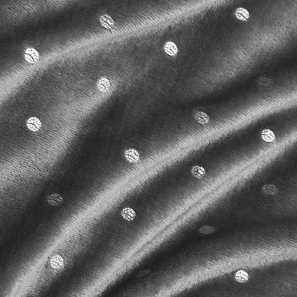 Queen Gray And Silver Fleece Woven Polka Dots Plush Blanket