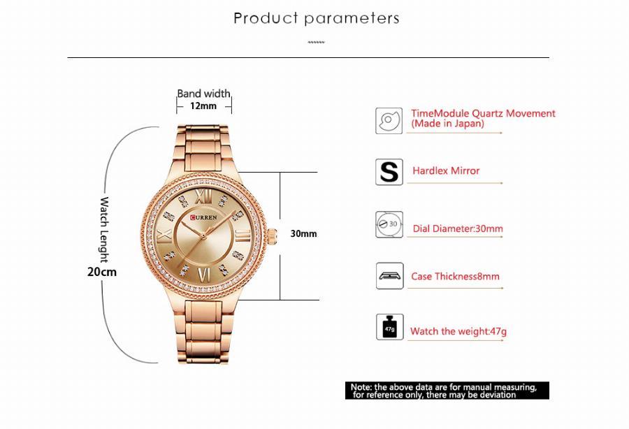 Rose Gold Crystal Women's Watch Roman Numeral Bracelet