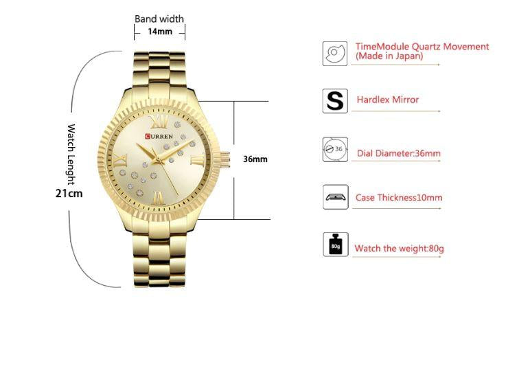 Women's Slim Silver Metal Bracelet Classic Watch Elegant