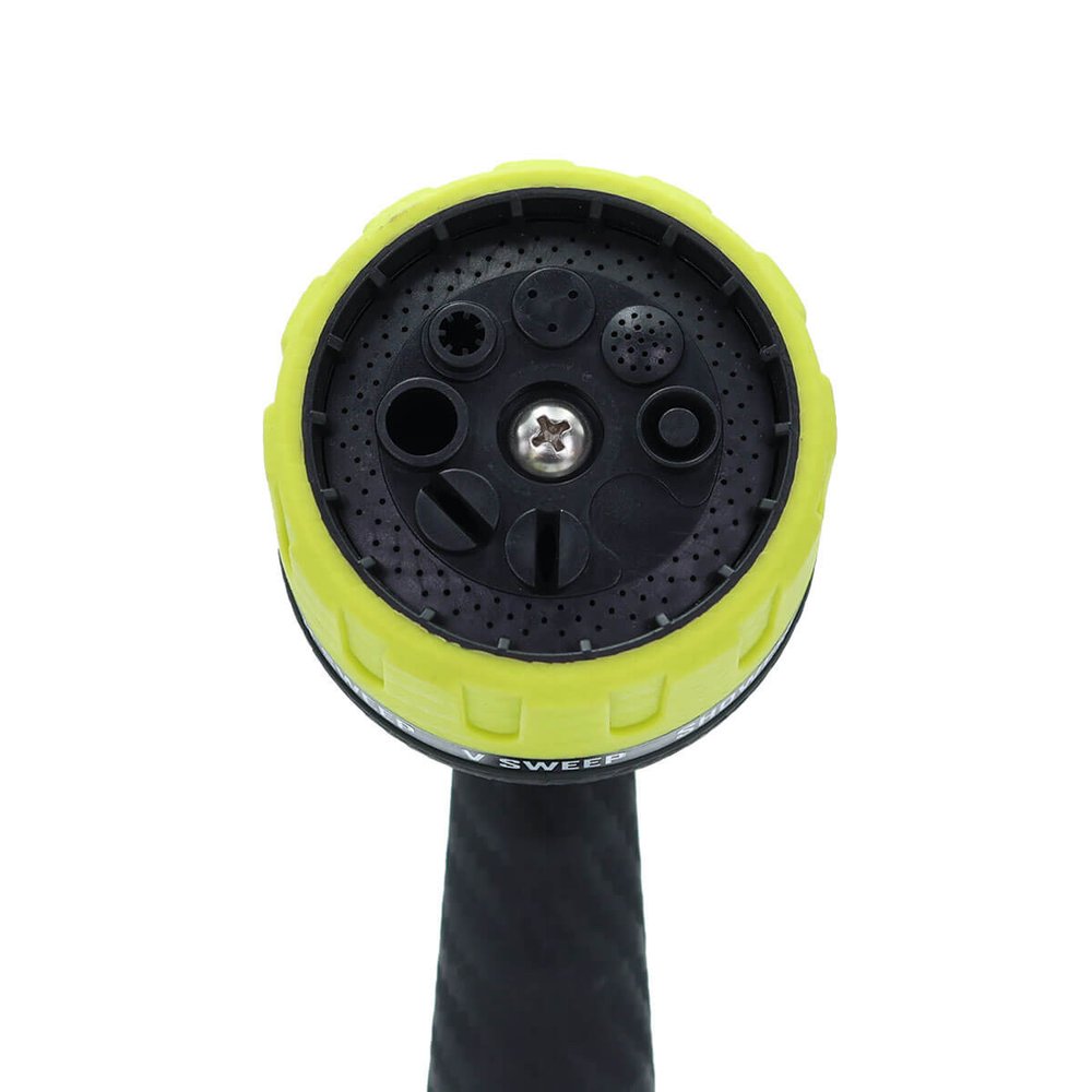 8" Black And Light Green Zinc Alloy Garden Thumb Control Nozzle Water Spraye