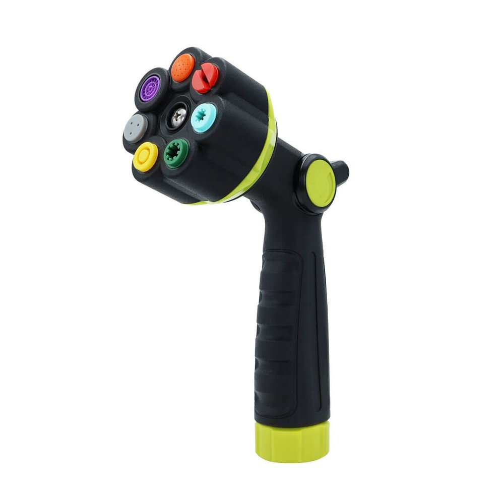 8" Black And Light Green Zinc Alloy Garden Thumb Control Nozzle Water Spraye
