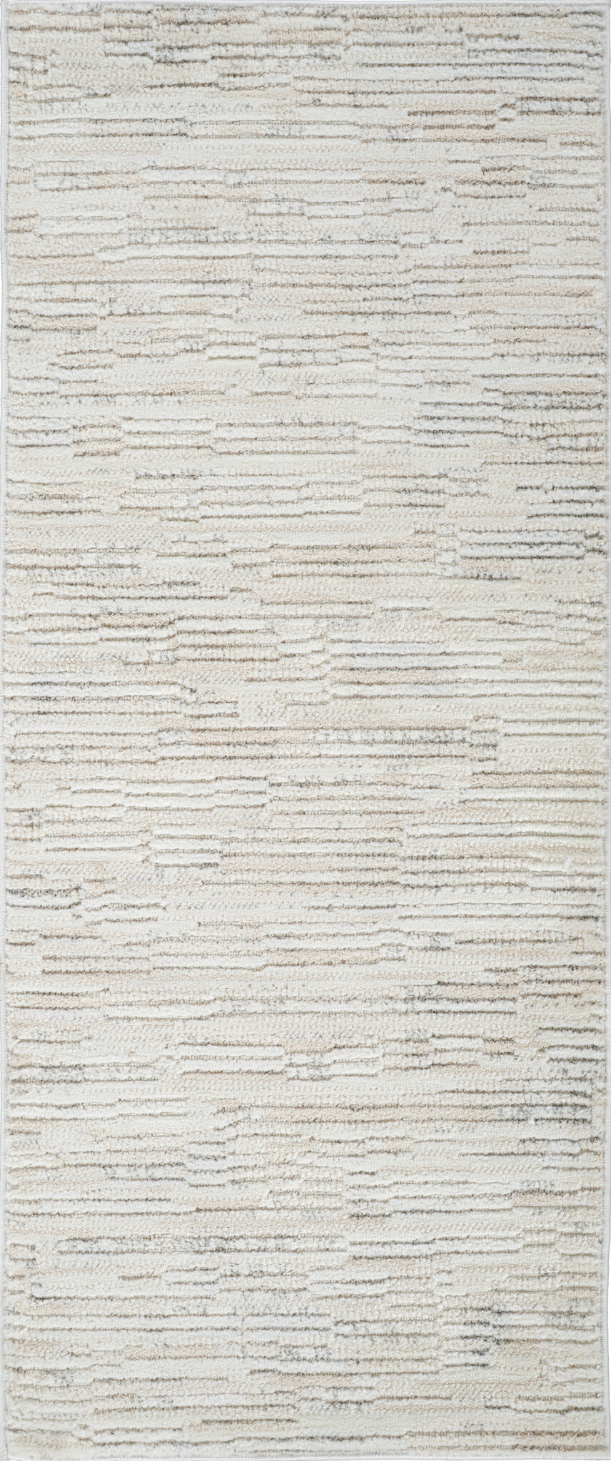 2' X 5' Gray and Beige Geometric Distressed Area Rug