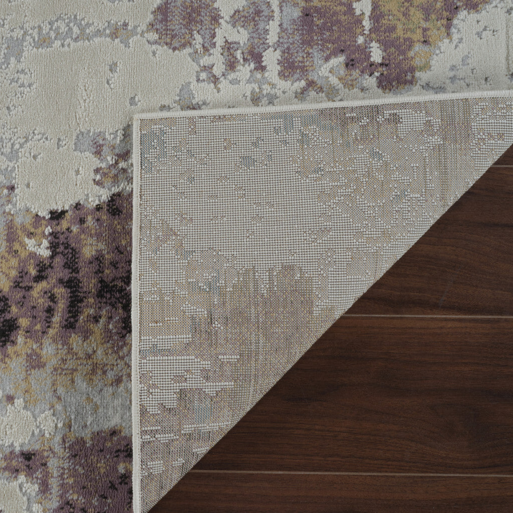 4' X 6' Beige and Blue Abstract Distressed Area Rug