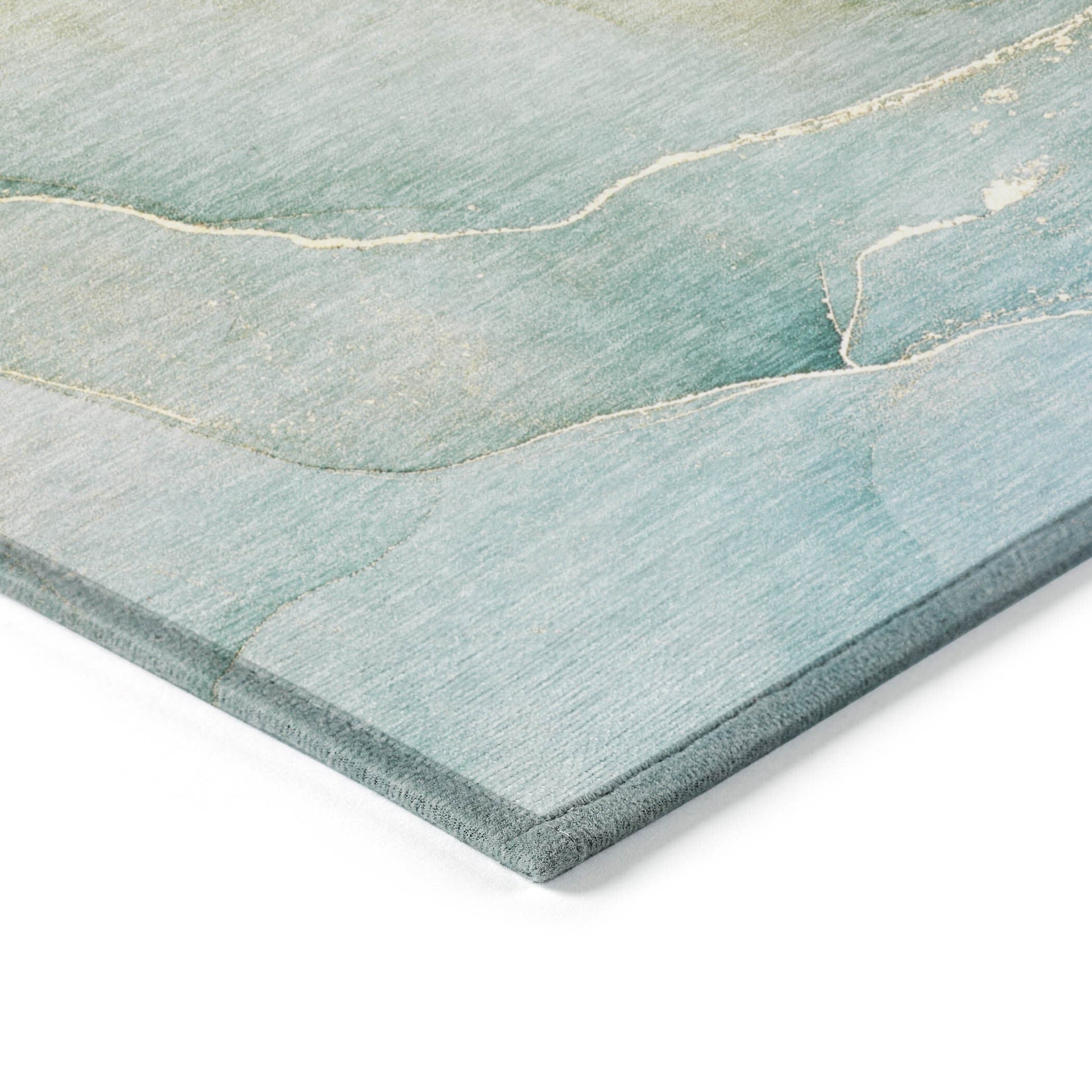 3' X 5' Green Abstract Washable Non Skid Indoor Outdoor Area Rug