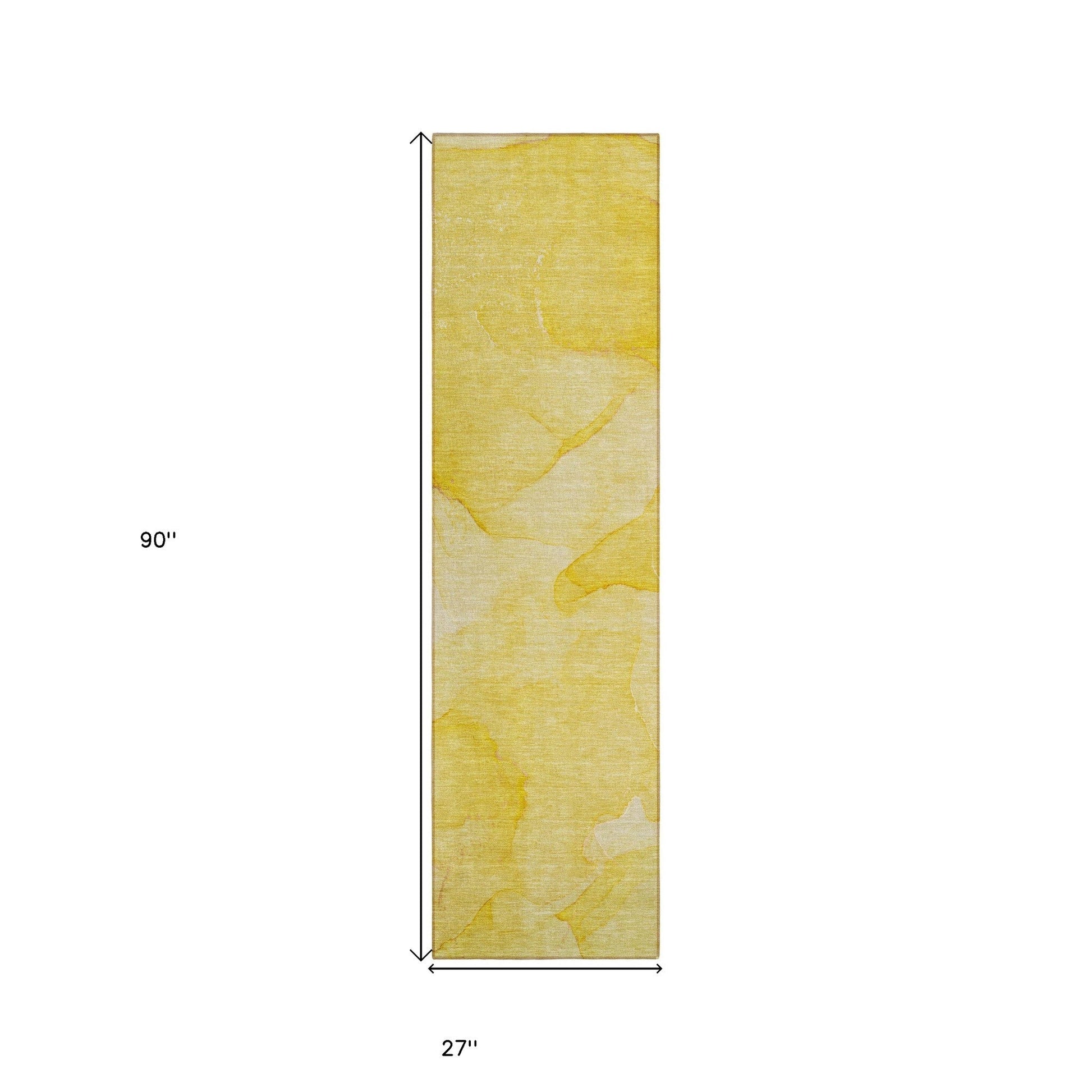 2' X 8' Gold Abstract Washable Non Skid Indoor Outdoor Runner Rug