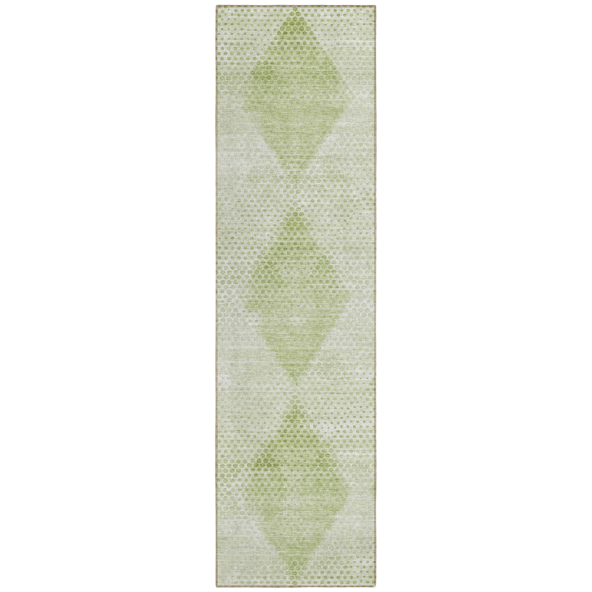 8' Runner Mint Green Geometric Washable Non Skid Indoor Outdoor Runner Rug