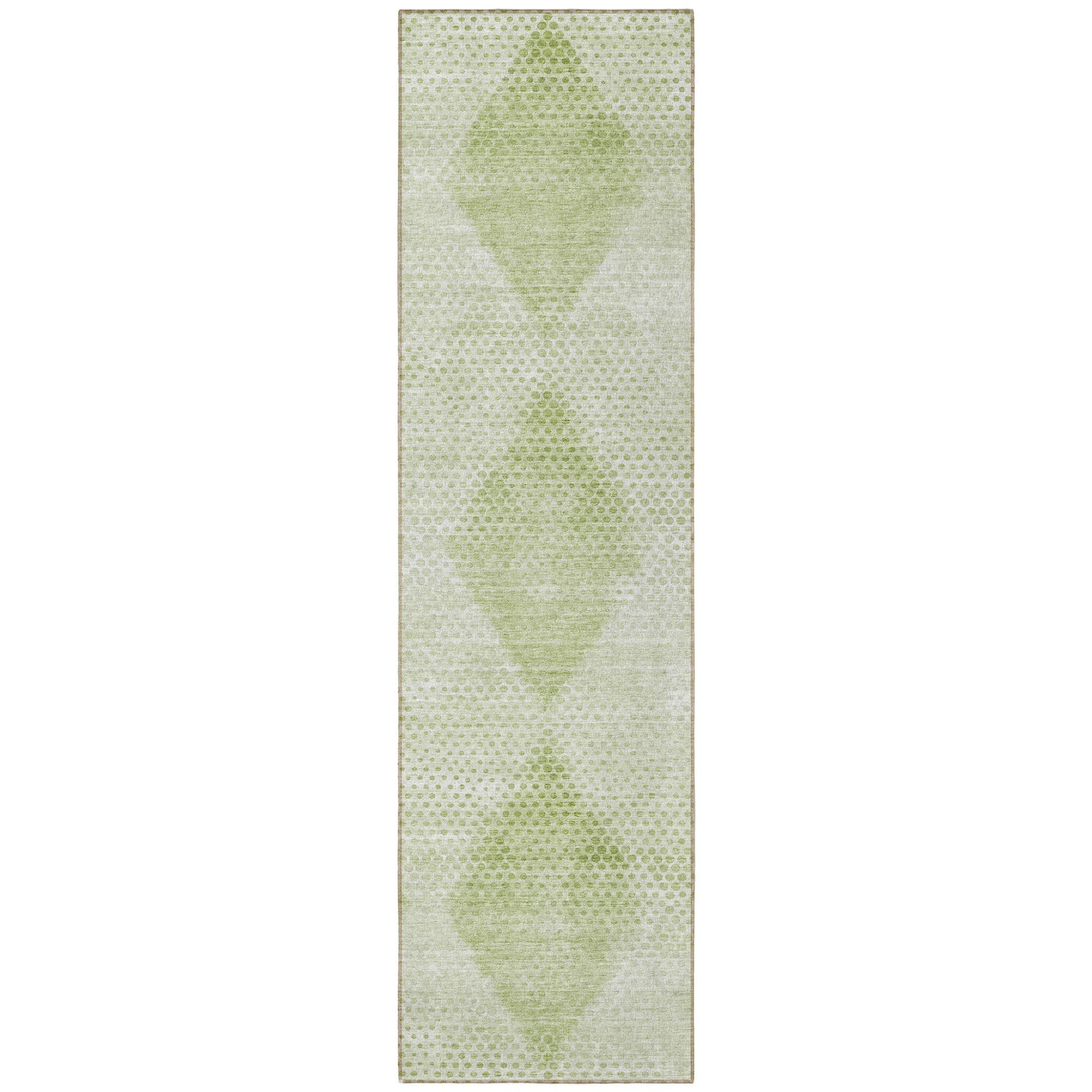 8' Runner Mint Green Geometric Washable Non Skid Indoor Outdoor Runner Rug