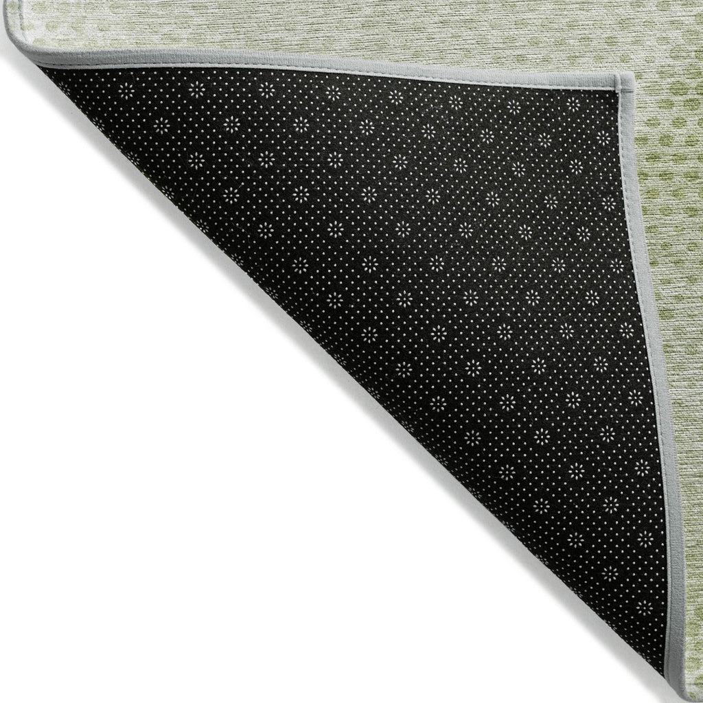 8' Runner Mint Green Geometric Washable Non Skid Indoor Outdoor Runner Rug