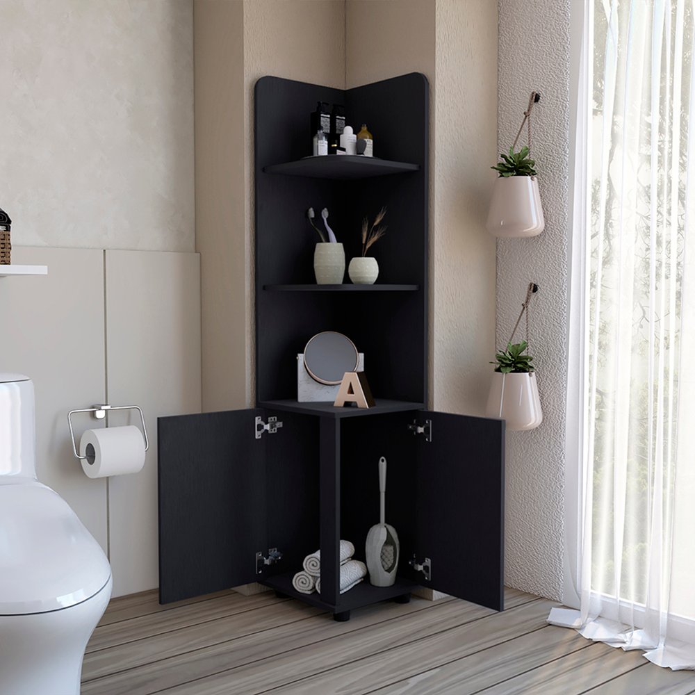 15" Black Wood Freestanding Bathroom Vanity