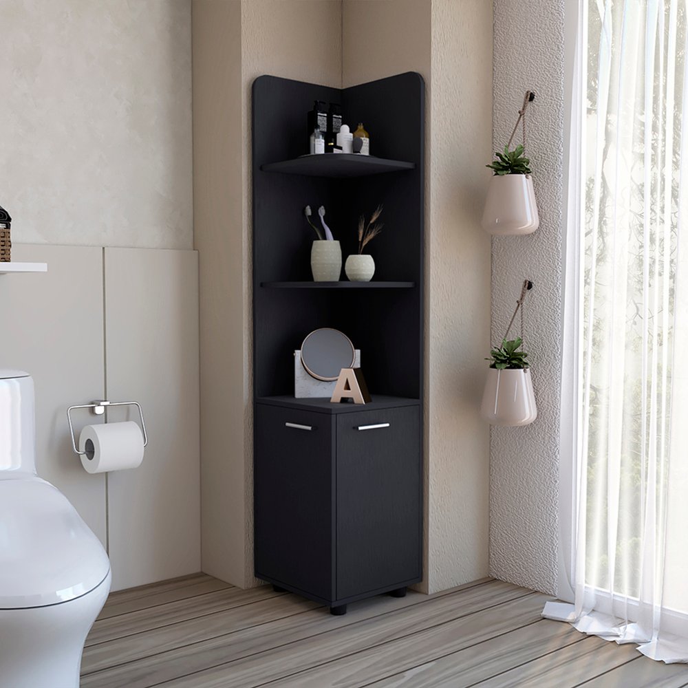 15" Black Wood Freestanding Bathroom Vanity