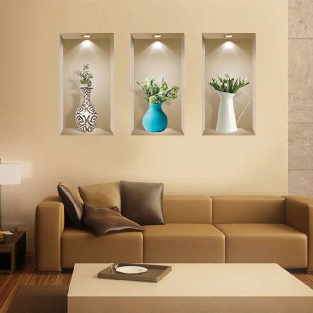 Set of Three Ava Faux Niche 3D Peel and Stick Wall Decals