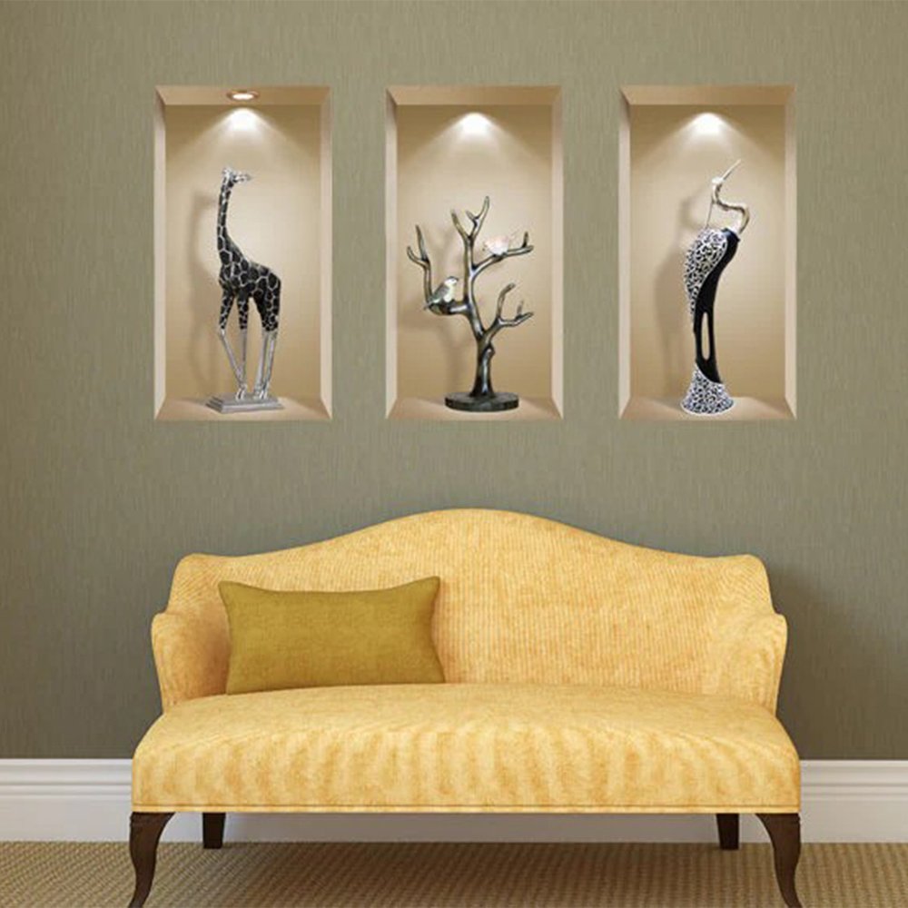 Set of Three Aga Faux Niche 3D Peel and Stick Wall Decals