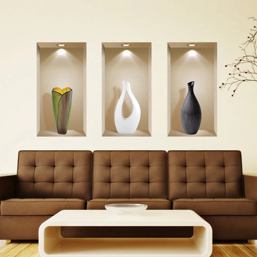 Set of Three Gia Faux Niche 3D Peel and Stick Wall Decals