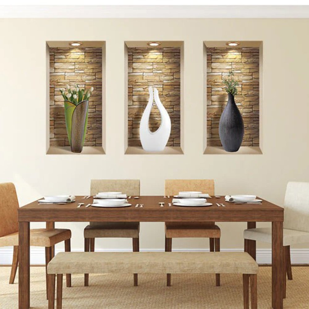 Set of Three Gin Faux Niche 3D Peel and Stick Wall Decals
