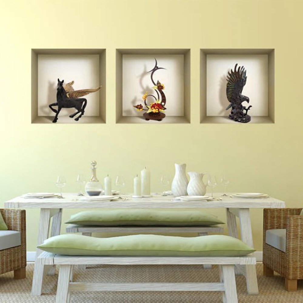 Set of Three Gil Faux Niche 3D Peel and Stick Wall Decals