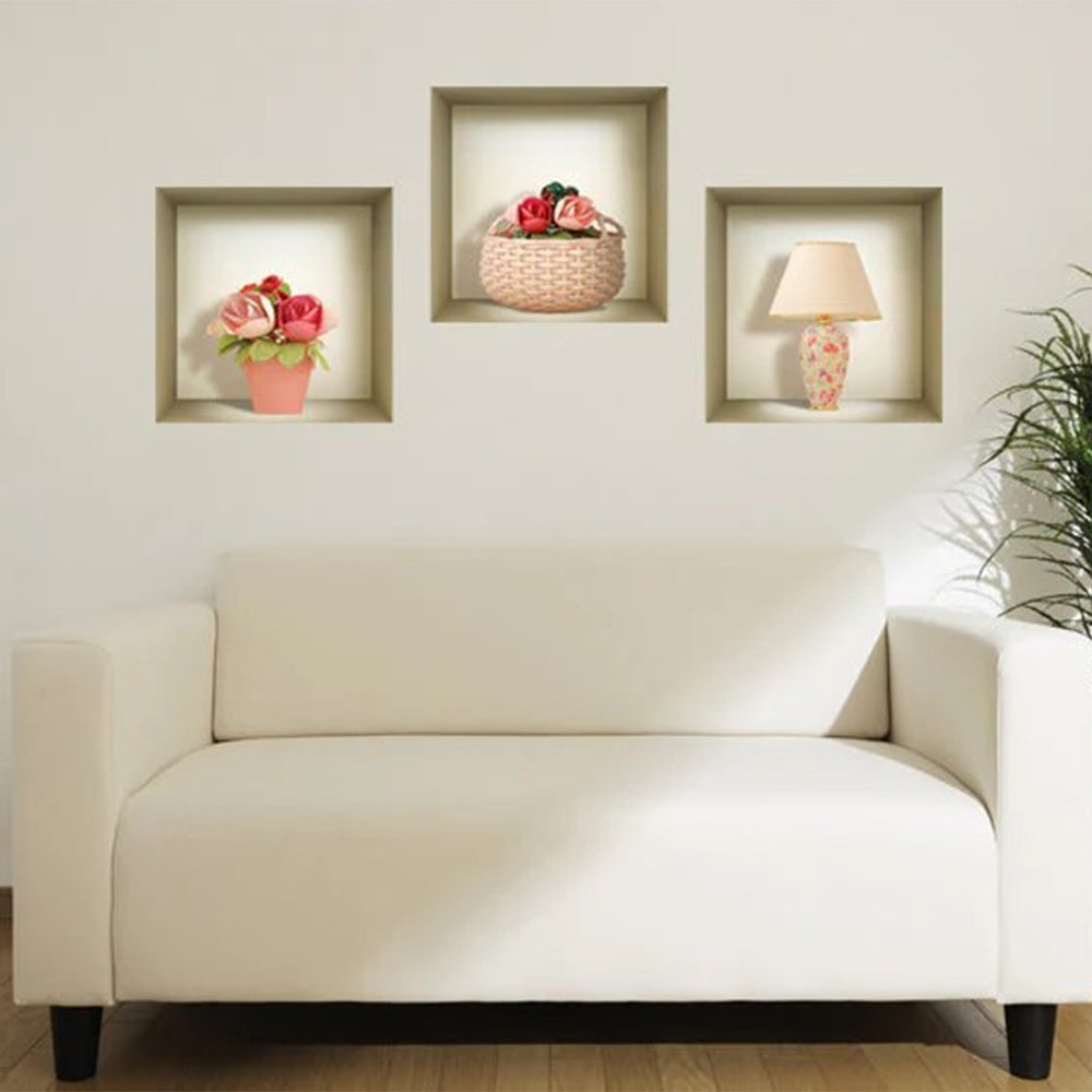 Set of Three Lil Faux Niche 3D Peel and Stick Wall Decals