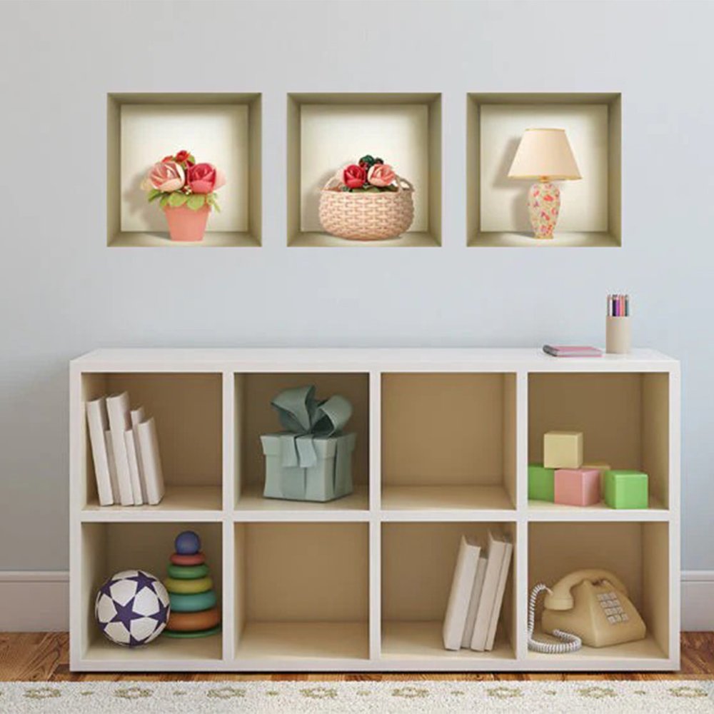 Set of Three Lil Faux Niche 3D Peel and Stick Wall Decals