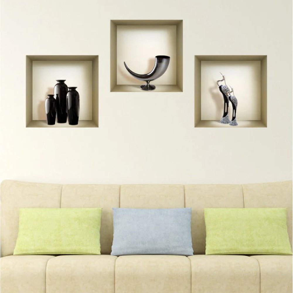 Set of Three Eli Faux Niche 3D Peel and Stick Wall Decals