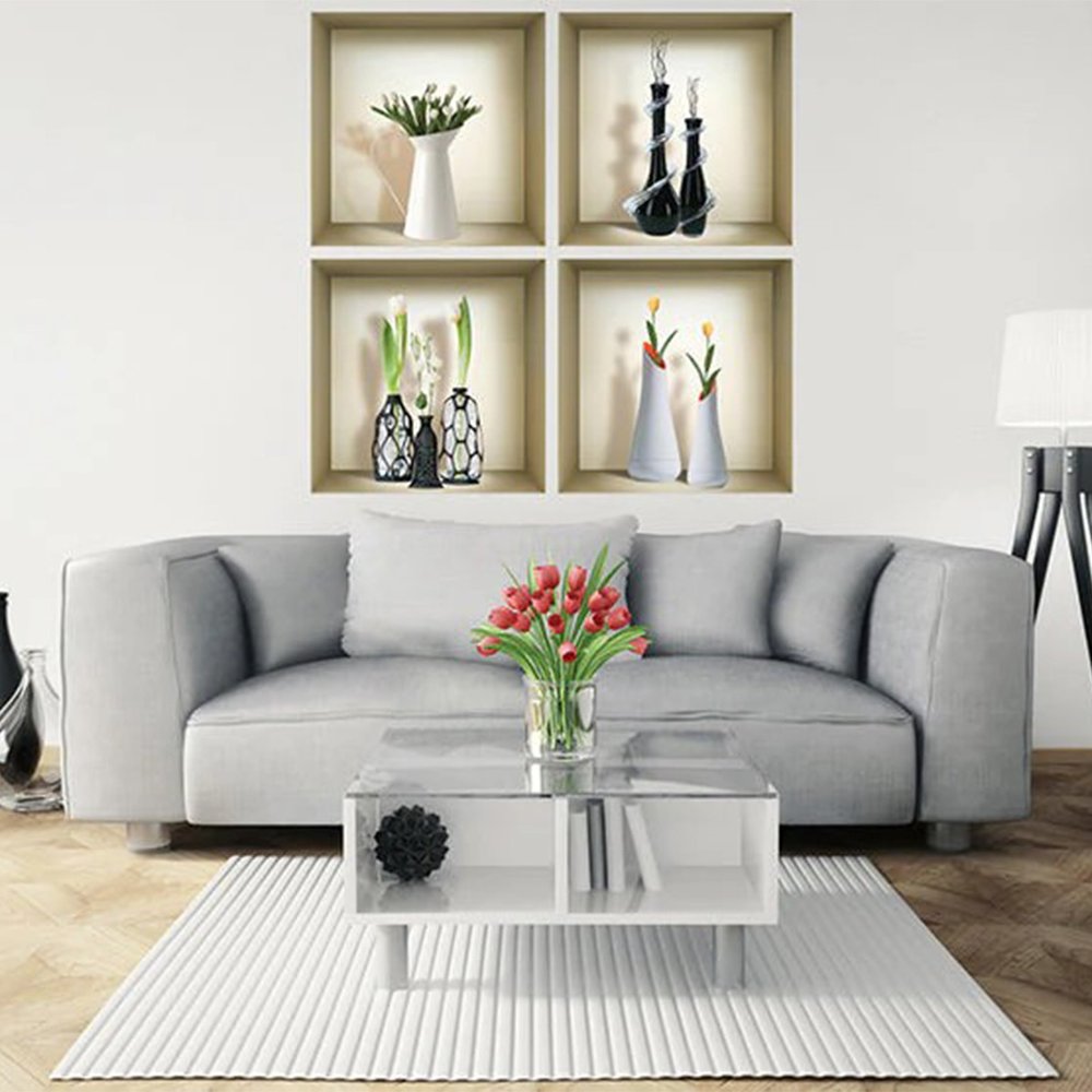 Set of Four Ivy Faux Niche 3D Peel and Stick Wall Decals