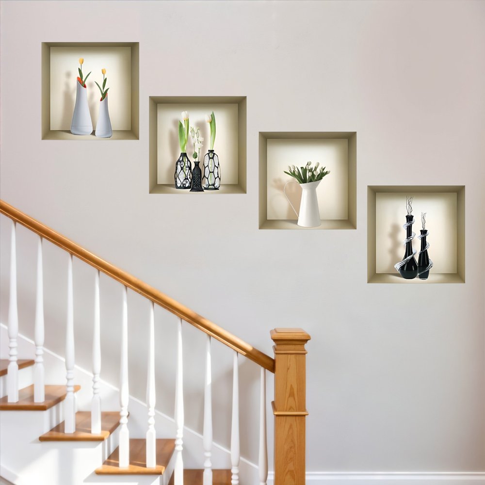 Set of Four Ari Faux Niche 3D Peel and Stick Wall Decals