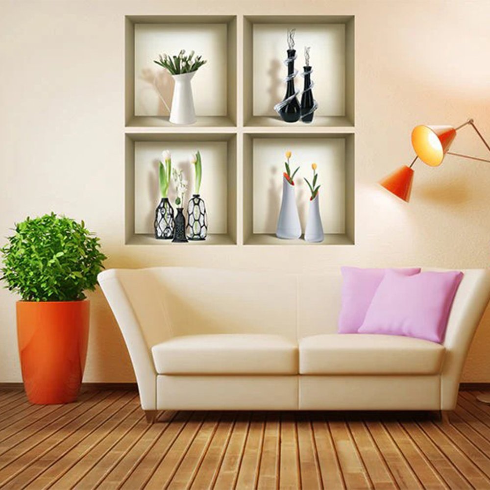 Set of Four Ari Faux Niche 3D Peel and Stick Wall Decals