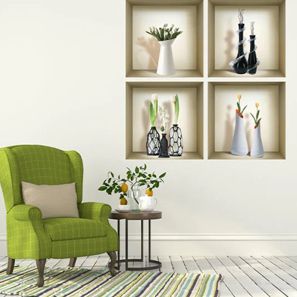Set of Four jay Faux Niche 3D Peel and Stick Wall Decals