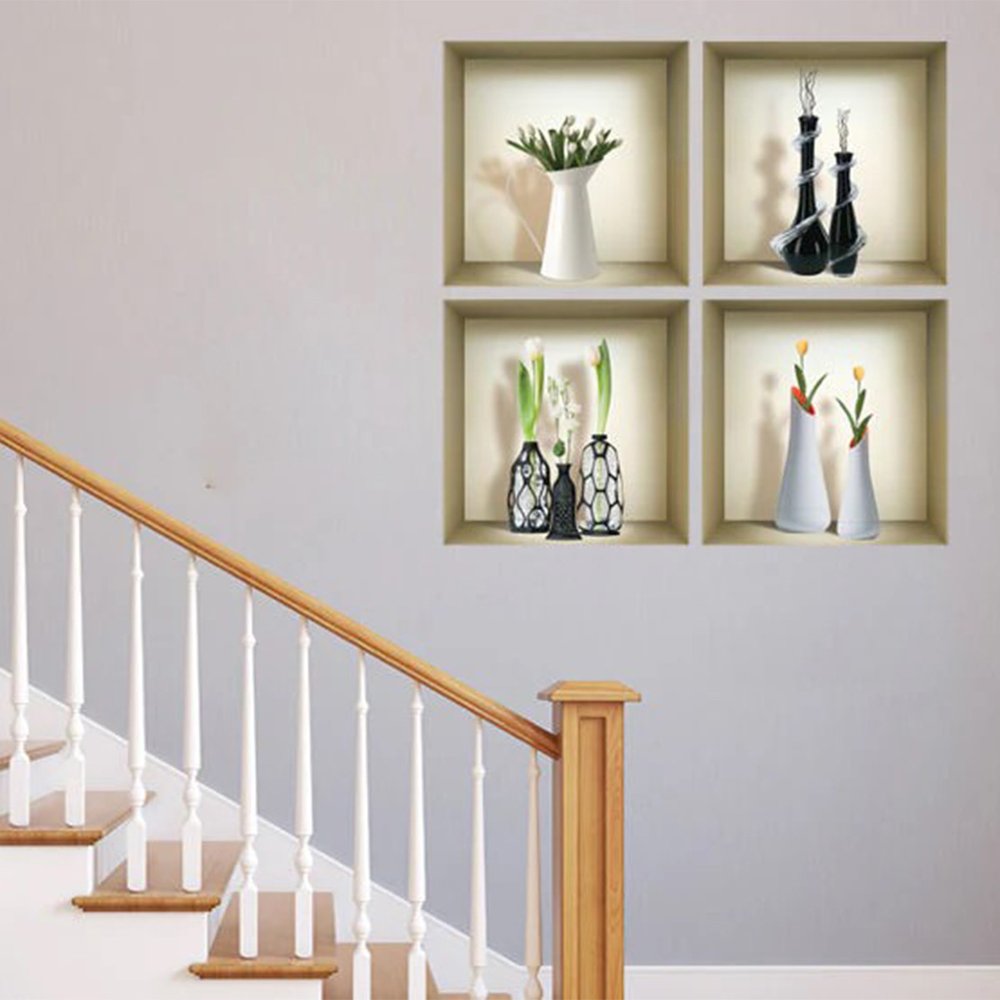Set of Four jay Faux Niche 3D Peel and Stick Wall Decals
