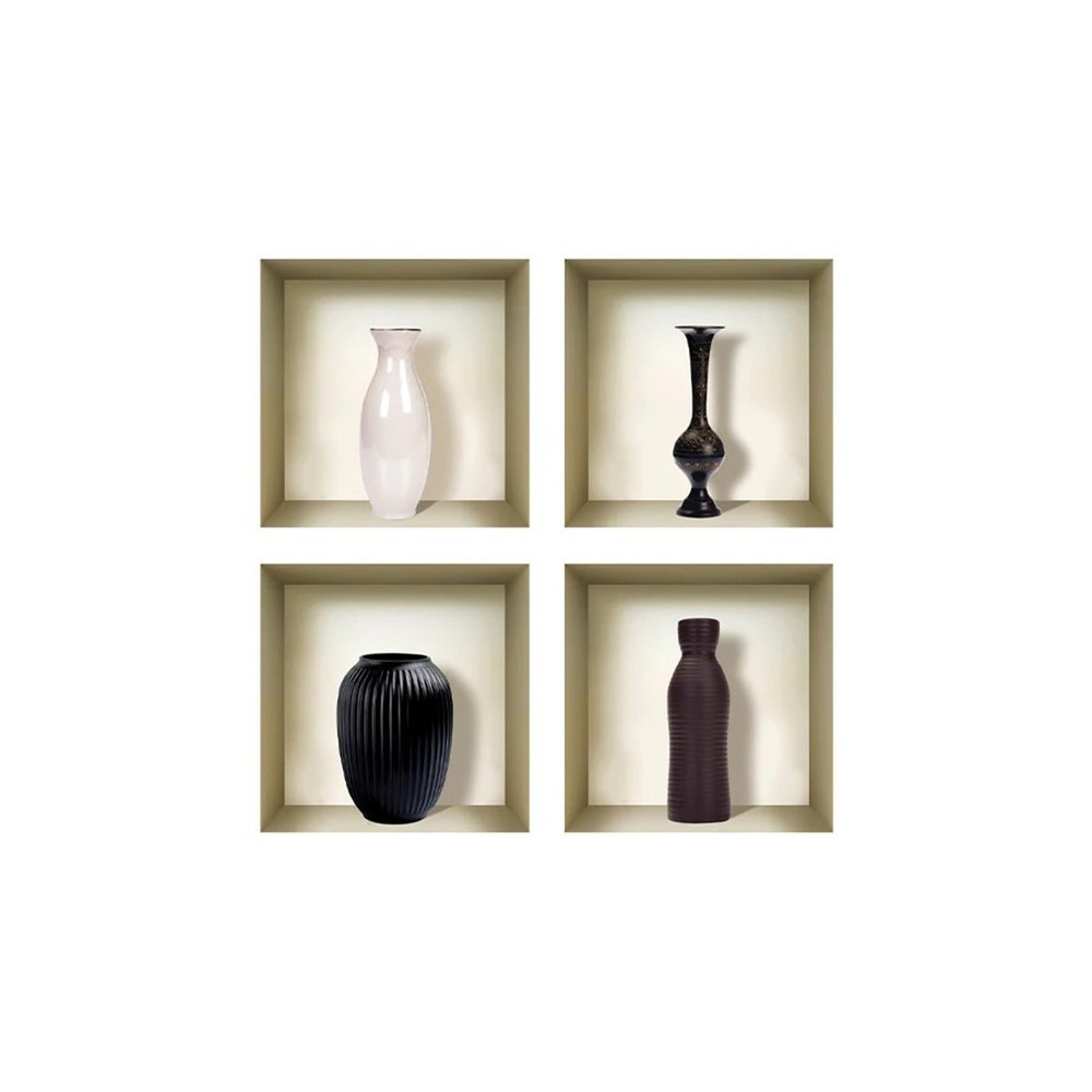 Set of Four Mac Faux Niche 3D Peel and Stick Wall Decals