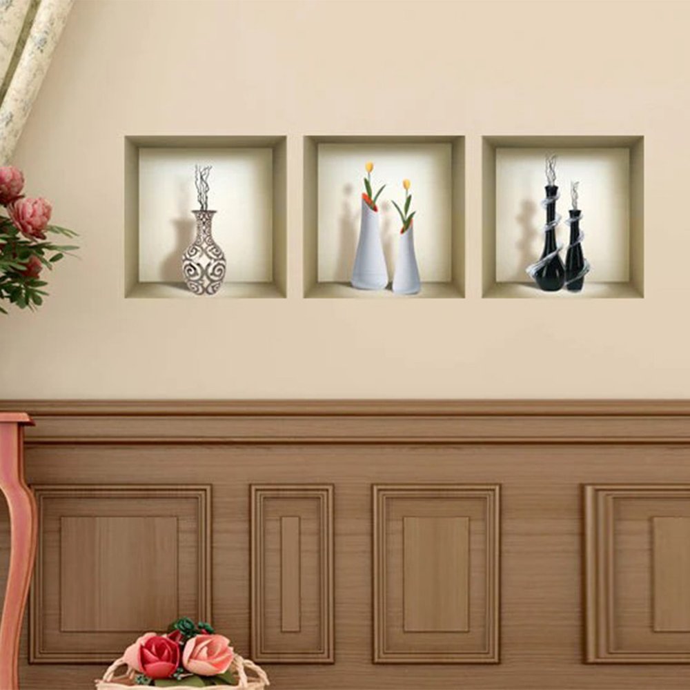 Set of Three Ray Faux Niche 3D Peel and Stick Wall Decals