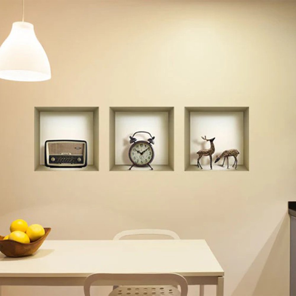 Set of Three Sky Faux Niche 3D Peel and Stick Wall Decals