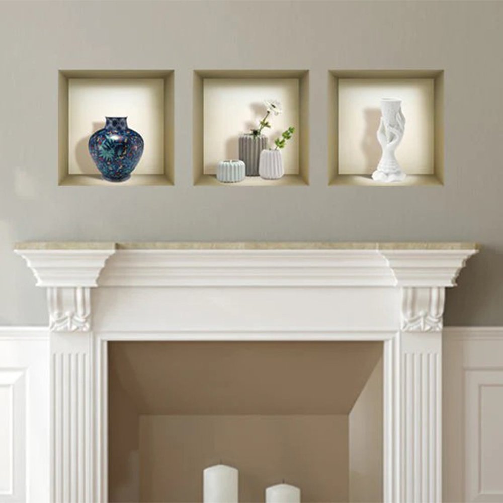 Set of Three Ren Faux Niche 3D Peel and Stick Wall Decals