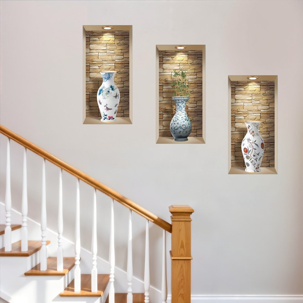 Set of Three Rue Faux Niche 3D Peel and Stick Wall Decals