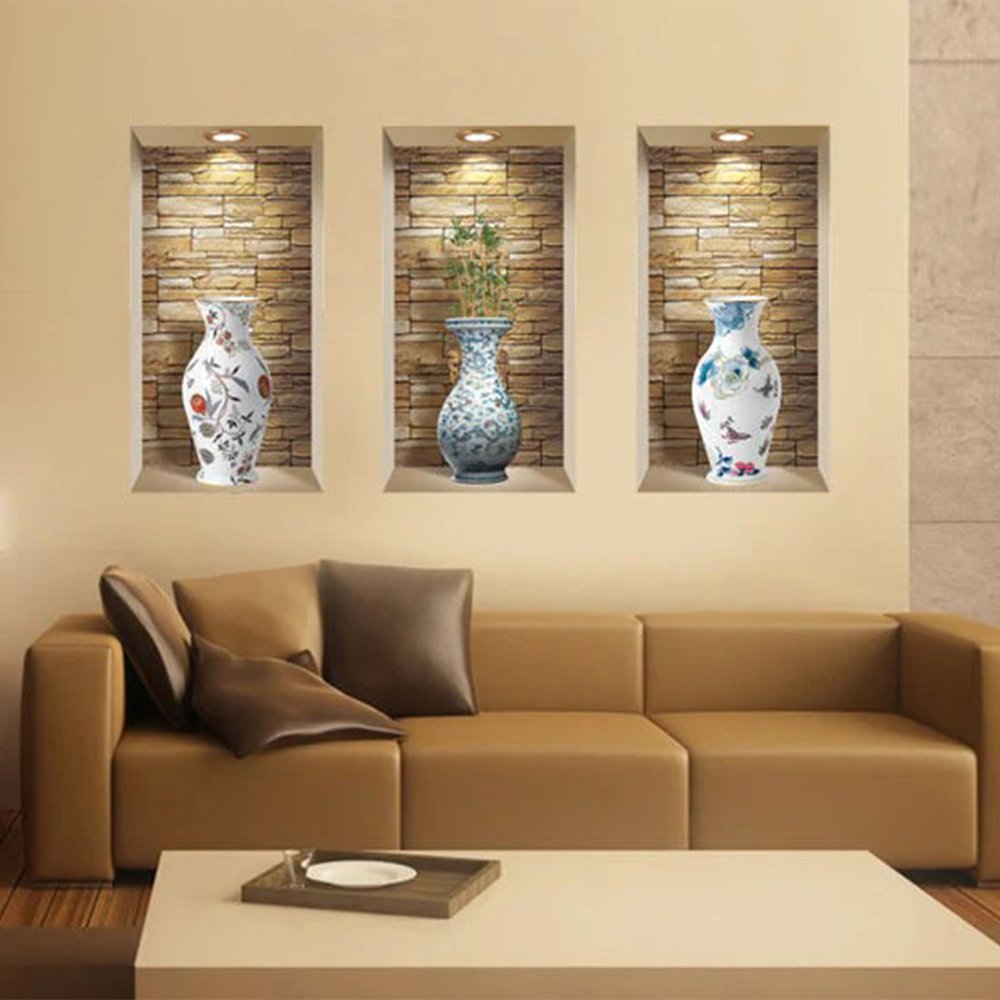 Set of Three Rue Faux Niche 3D Peel and Stick Wall Decals