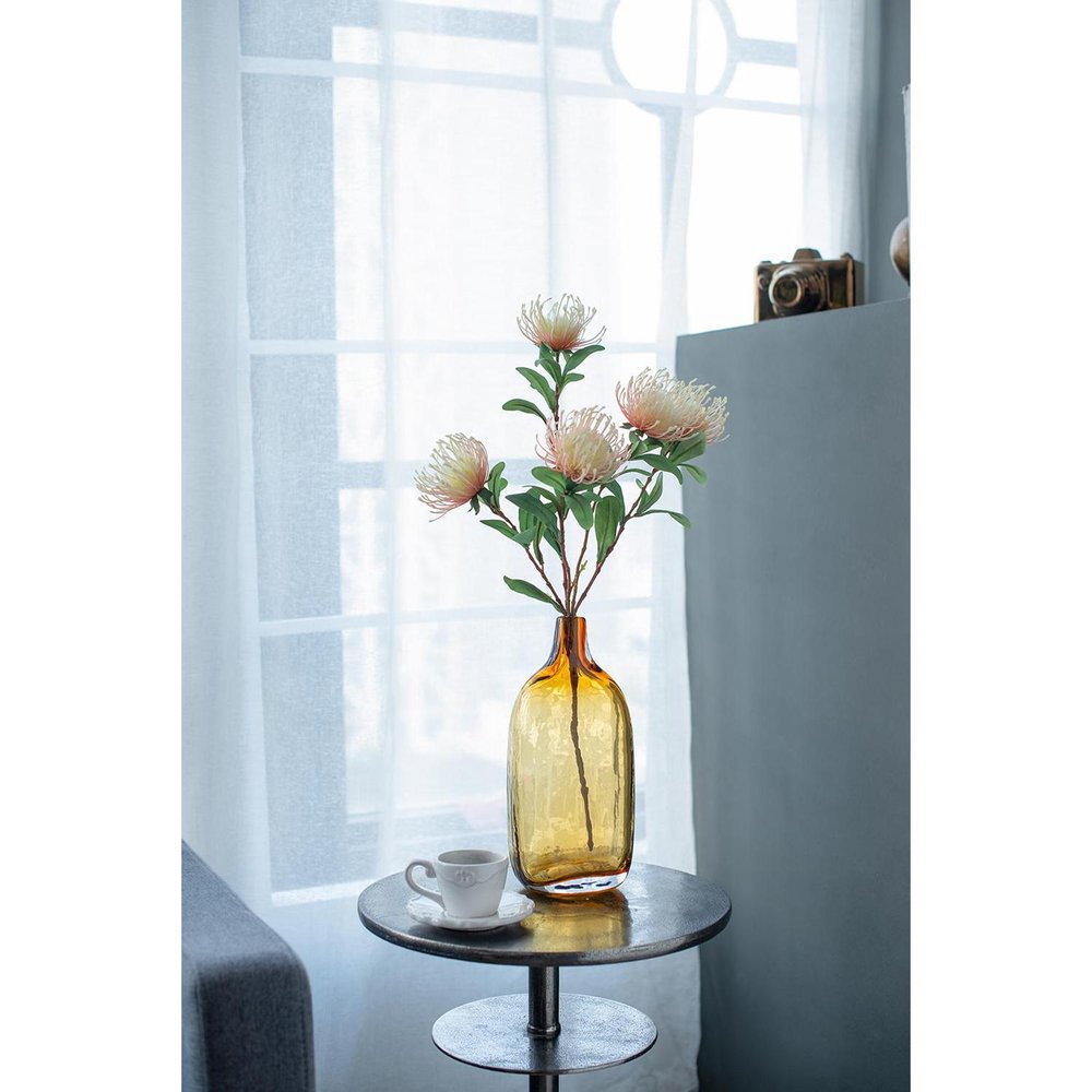 12" Amber Bud Glass Decorative Bottle