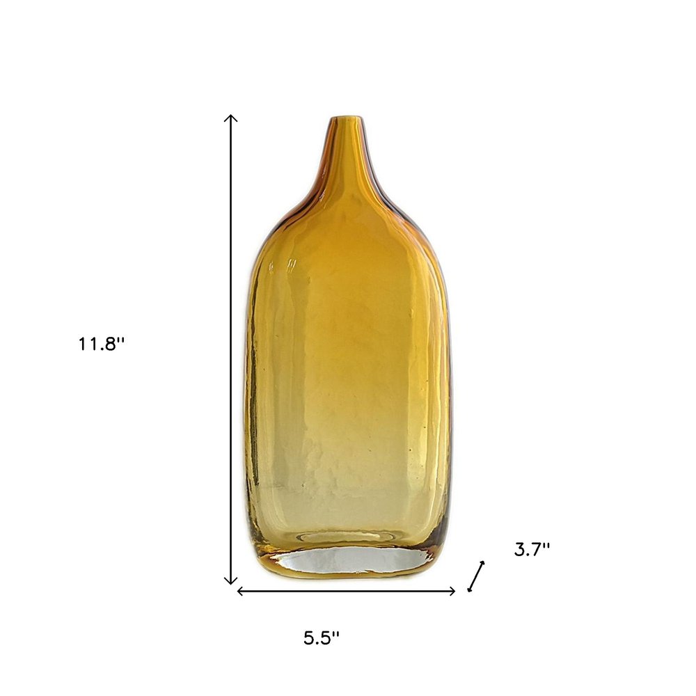 12" Amber Bud Glass Decorative Bottle