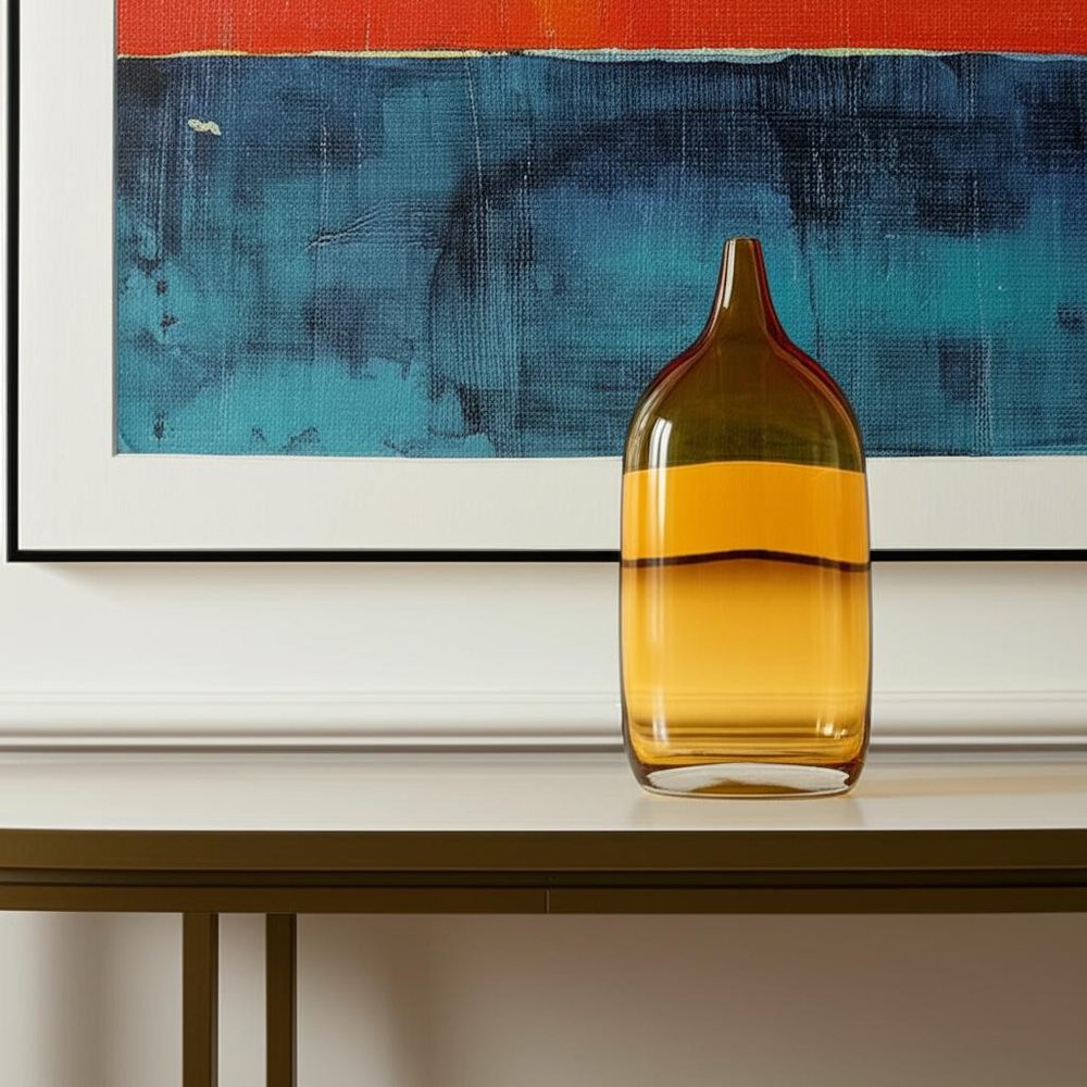 12" Amber Bud Glass Decorative Bottle