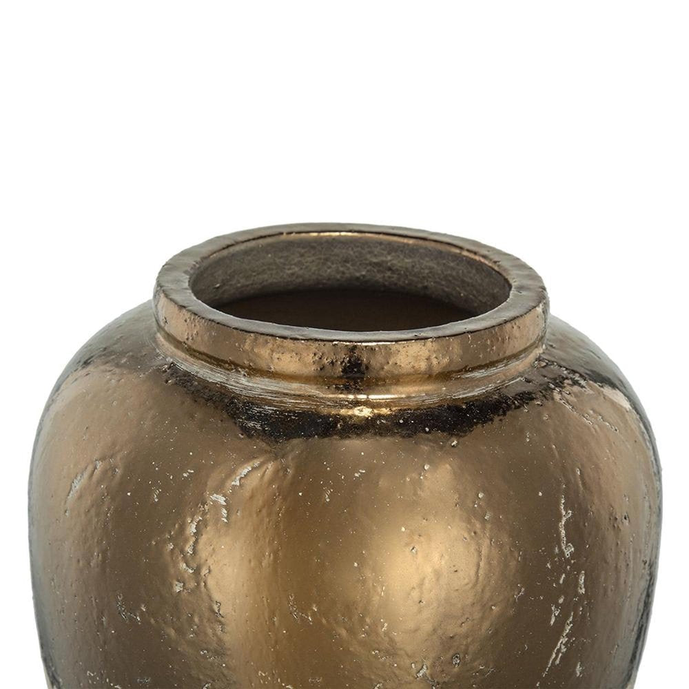 16" Beige And Bronze Terracotta Round Jug Vase