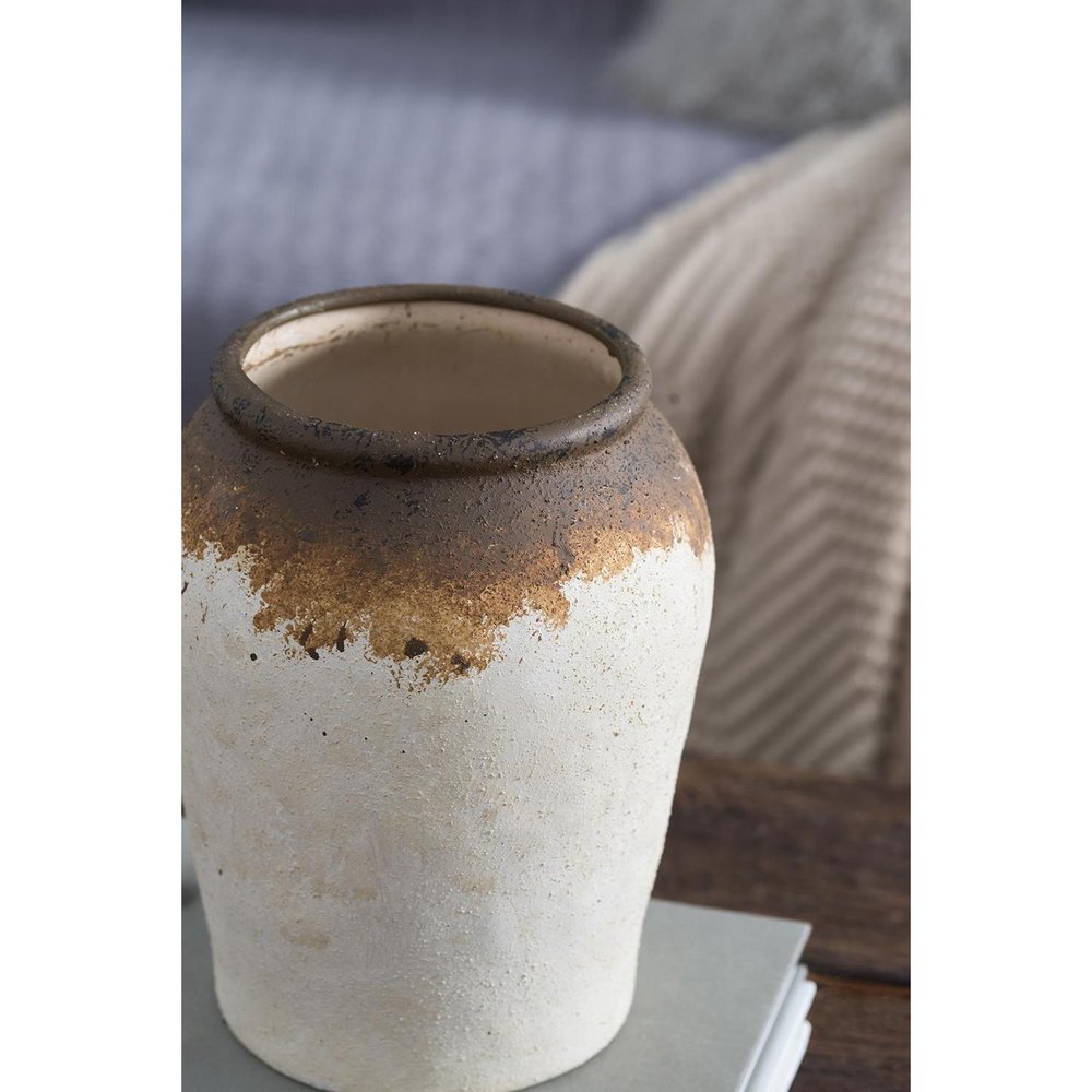 10" Brown Ceramic Round Jug Vase