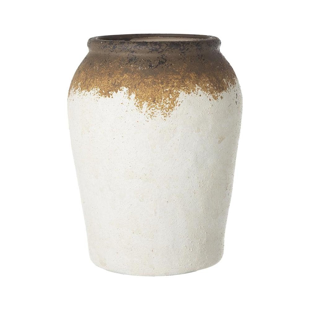 10" Brown Ceramic Round Jug Vase