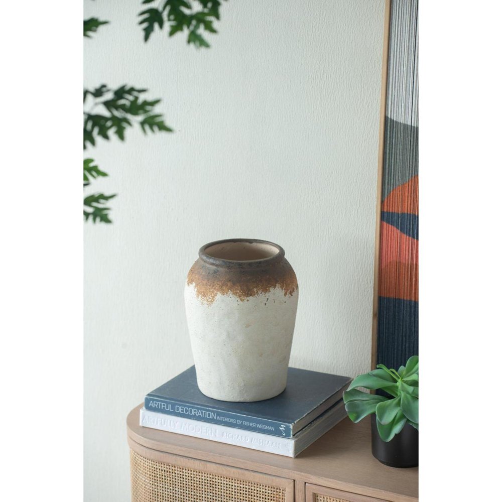 10" Brown Ceramic Round Jug Vase