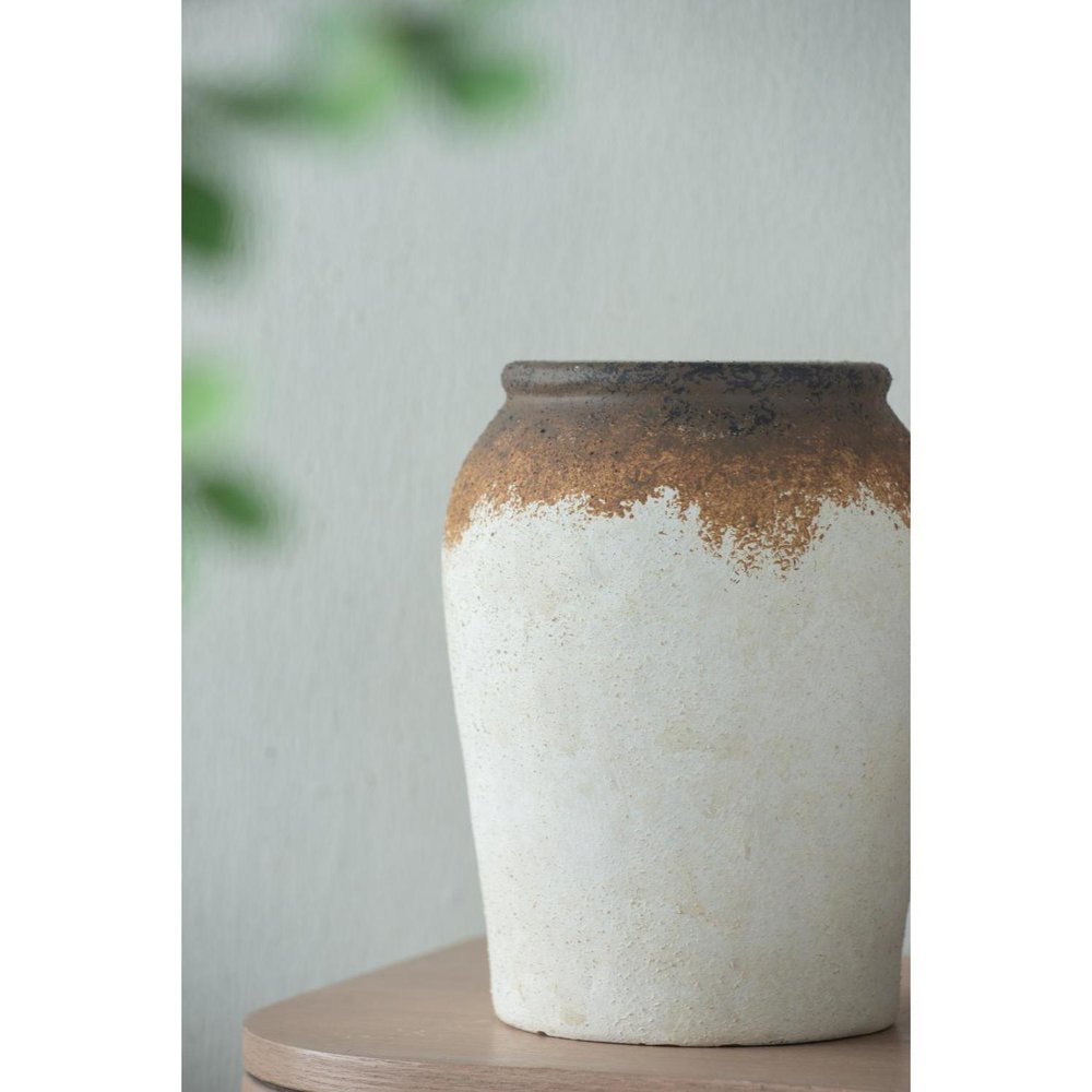 10" Brown Ceramic Round Jug Vase