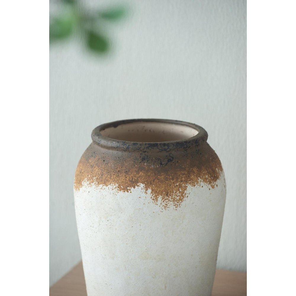 10" Brown Ceramic Round Jug Vase