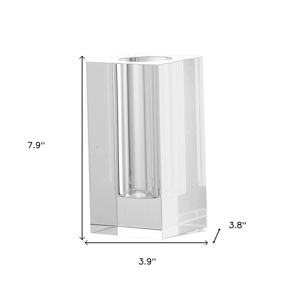8" Clear Square Glass Table Vase