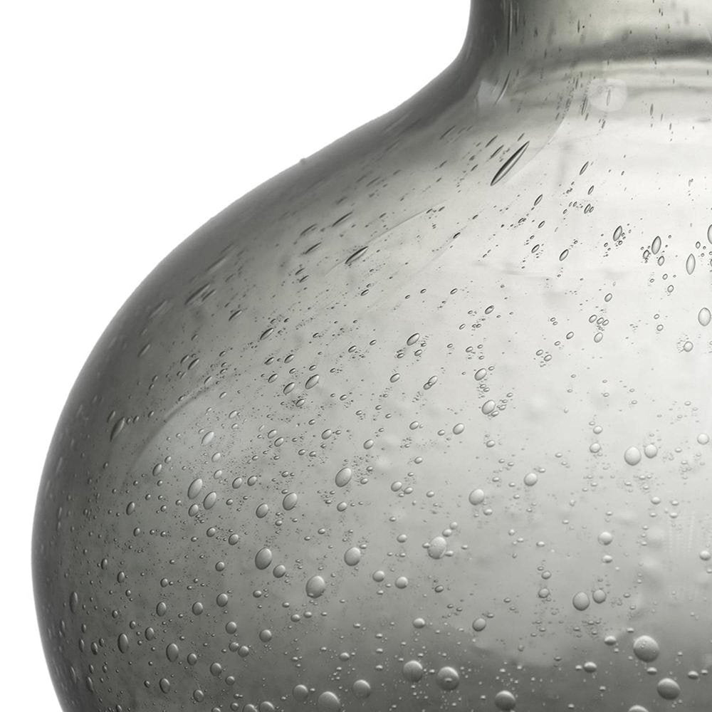 9" Light Gray Bubble Glass Round Table Vase