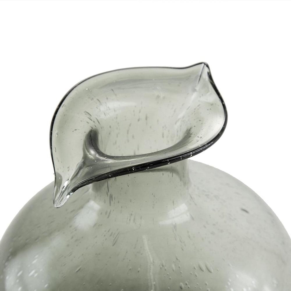 9" Light Gray Bubble Glass Round Table Vase