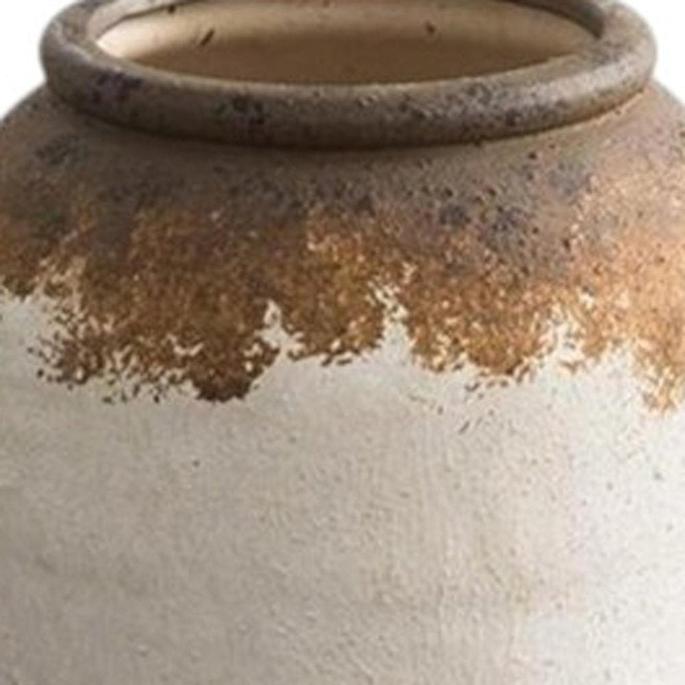 8" Brown Ceramic Round Jug Vase
