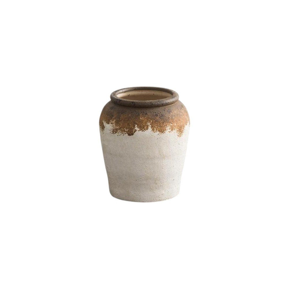 8" Brown Ceramic Round Jug Vase